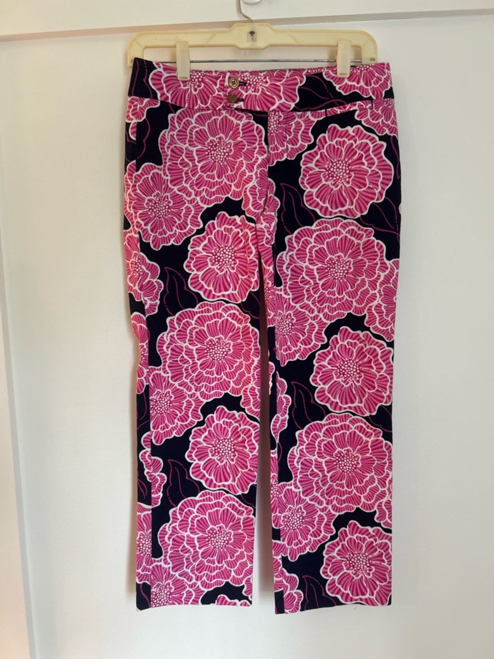 Lilly Pulitzer Palm Beach Fit Cropped Pink and Navy Floral Pants Size 0